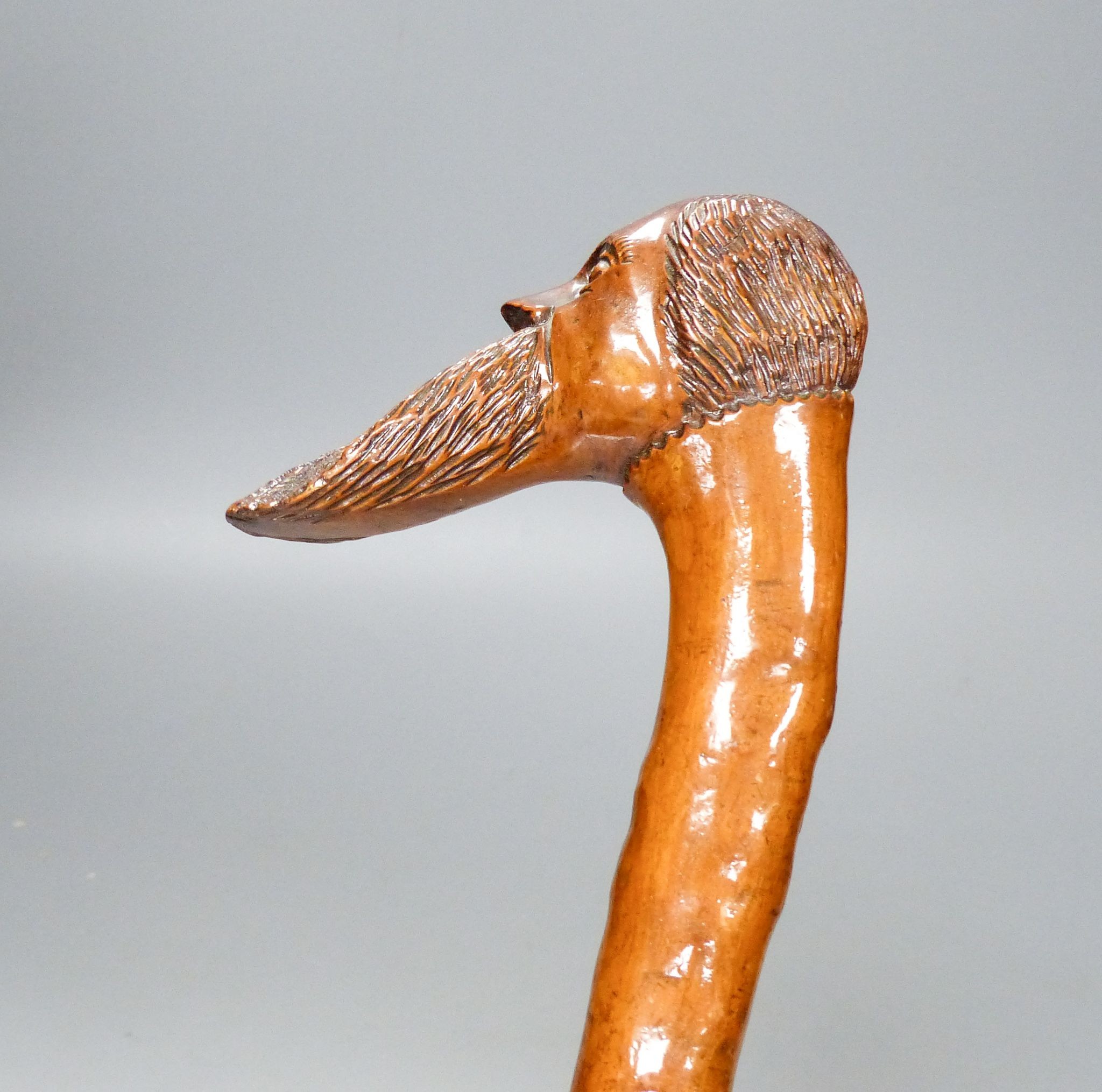 A 19th century carved briar walking stick